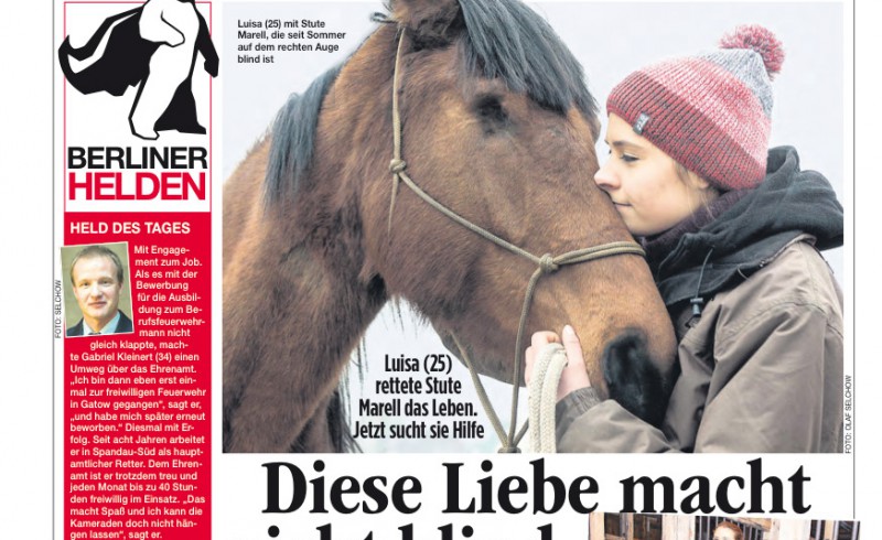 Ein Zeitungsausschnitt mit Luisa Zielke und ihrem Pferd Marell